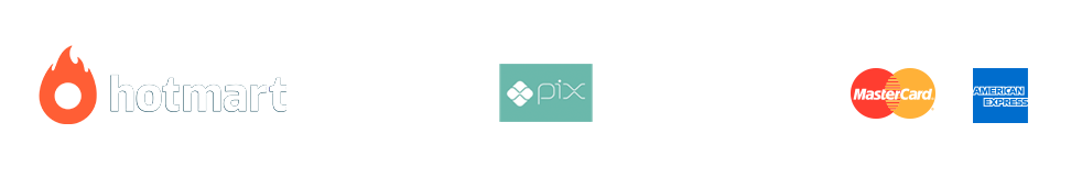 Formas de pagamento: Hotmart, Pix, MasterCard e American Express